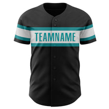 Загрузить изображение в средство просмотра галереи, Custom Black White-Teal Authentic Baseball Jersey