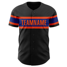 Load image into Gallery viewer, Custom Black Royal-Orange Authentic Baseball Jersey