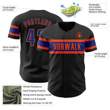 Load image into Gallery viewer, Custom Black Royal-Orange Authentic Baseball Jersey