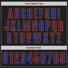 Load image into Gallery viewer, Custom Black Royal-Orange Authentic Baseball Jersey