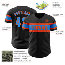 Load image into Gallery viewer, Custom Black Electric Blue-Orange Authentic Baseball Jersey