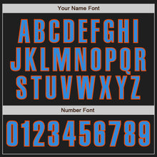 Load image into Gallery viewer, Custom Black Electric Blue-Orange Authentic Baseball Jersey
