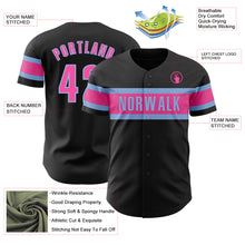 Load image into Gallery viewer, Custom Black Pink-Light Blue Authentic Baseball Jersey