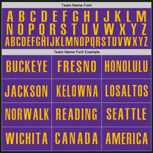 Laden Sie das Bild in den Galerie-Viewer, Custom Black Purple-Gold Authentic Baseball Jersey