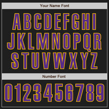 Laden Sie das Bild in den Galerie-Viewer, Custom Black Purple-Gold Authentic Baseball Jersey