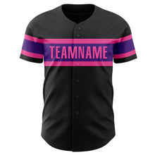 Laden Sie das Bild in den Galerie-Viewer, Custom Black Purple-Pink Authentic Baseball Jersey