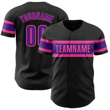Laden Sie das Bild in den Galerie-Viewer, Custom Black Purple-Pink Authentic Baseball Jersey