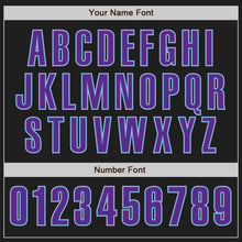 Laden Sie das Bild in den Galerie-Viewer, Custom Black Purple-Light Blue Authentic Baseball Jersey