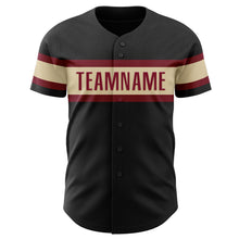 Load image into Gallery viewer, Custom Black Vintage USA Flag Cream-Crimson Authentic Baseball Jersey