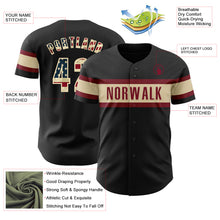 Load image into Gallery viewer, Custom Black Vintage USA Flag Cream-Crimson Authentic Baseball Jersey
