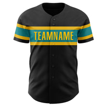 Загрузить изображение в средство просмотра галереи, Custom Black Teal-Yellow Authentic Baseball Jersey
