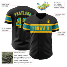 Загрузить изображение в средство просмотра галереи, Custom Black Teal-Yellow Authentic Baseball Jersey