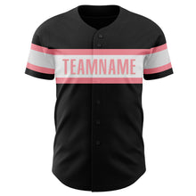 Загрузить изображение в средство просмотра галереи, Custom Black White-Medium Pink Authentic Baseball Jersey