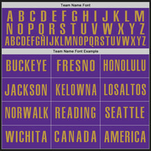 Laden Sie das Bild in den Galerie-Viewer, Custom Black Purple-Old Gold Authentic Baseball Jersey