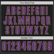 Laden Sie das Bild in den Galerie-Viewer, Custom Black Purple-Old Gold Authentic Baseball Jersey