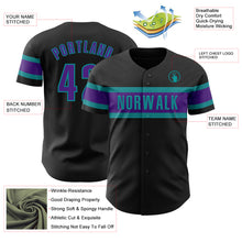 Laden Sie das Bild in den Galerie-Viewer, Custom Black Purple-Teal Authentic Baseball Jersey