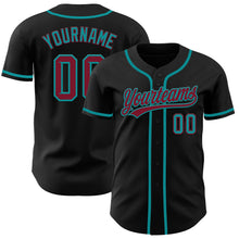 Charger l'image dans la galerie, Custom Black Crimson-Teal Authentic Baseball Jersey