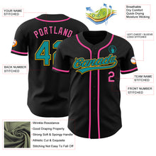 Load image into Gallery viewer, Custom Black Teal Yellow-Pink Authentic Baseball Jersey