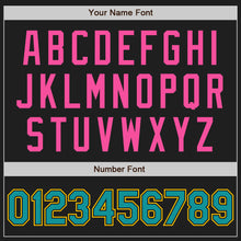Load image into Gallery viewer, Custom Black Teal Yellow-Pink Authentic Baseball Jersey
