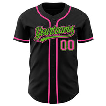 Загрузить изображение в средство просмотра галереи, Custom Black Pink-Aurora Green Authentic Baseball Jersey