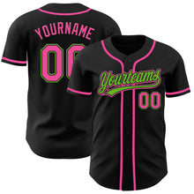Загрузить изображение в средство просмотра галереи, Custom Black Pink-Aurora Green Authentic Baseball Jersey