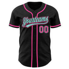 Загрузить изображение в средство просмотра галереи, Custom Black Pink-Ice Blue Authentic Baseball Jersey
