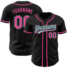 Загрузить изображение в средство просмотра галереи, Custom Black Pink-Ice Blue Authentic Baseball Jersey