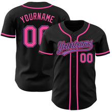 Laden Sie das Bild in den Galerie-Viewer, Custom Black Pink-Medium Purple Authentic Baseball Jersey
