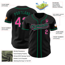 Load image into Gallery viewer, Custom Black Pink-Kelly Green Authentic Baseball Jersey