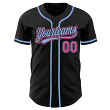 Загрузить изображение в средство просмотра галереи, Custom Black Pink-Light Blue Authentic Baseball Jersey