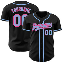 Загрузить изображение в средство просмотра галереи, Custom Black Light Blue-Pink Authentic Baseball Jersey