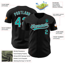 Load image into Gallery viewer, Custom Black Aqua-Medium Pink Authentic Baseball Jersey