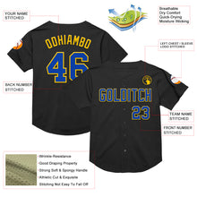 Load image into Gallery viewer, Custom Black Thunder Blue-Yellow Mesh Authentic Throwback Baseball Jersey
