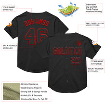 Laden Sie das Bild in den Galerie-Viewer, Custom Black Red Mesh Authentic Throwback Baseball Jersey