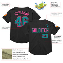 Load image into Gallery viewer, Custom Black Teal-Pink Mesh Authentic Throwback Baseball Jersey