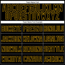 Laden Sie das Bild in den Galerie-Viewer, Custom Black Gold Mesh Authentic Throwback Baseball Jersey