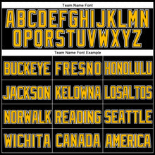 Laden Sie das Bild in den Galerie-Viewer, Custom Black Gold-White Mesh Authentic Throwback Baseball Jersey