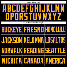 Laden Sie das Bild in den Galerie-Viewer, Custom Black Purple-Gold Mesh Authentic Throwback Baseball Jersey