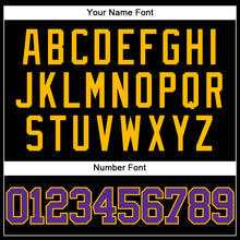 Laden Sie das Bild in den Galerie-Viewer, Custom Black Purple-Gold Mesh Authentic Throwback Baseball Jersey