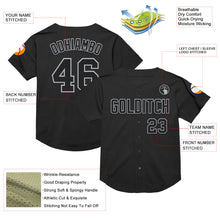 Laden Sie das Bild in den Galerie-Viewer, Custom Black Gray Mesh Authentic Throwback Baseball Jersey