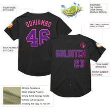 Laden Sie das Bild in den Galerie-Viewer, Custom Black Purple-Pink Mesh Authentic Throwback Baseball Jersey