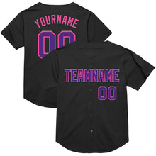 Laden Sie das Bild in den Galerie-Viewer, Custom Black Purple-Pink Mesh Authentic Throwback Baseball Jersey