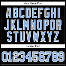 Laden Sie das Bild in den Galerie-Viewer, Custom Black Light Blue-White Mesh Authentic Throwback Baseball Jersey