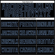 Laden Sie das Bild in den Galerie-Viewer, Custom Black Light Blue Mesh Authentic Throwback Baseball Jersey