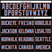 Laden Sie das Bild in den Galerie-Viewer, Custom Black Light Blue-Orange Mesh Authentic Throwback Baseball Jersey