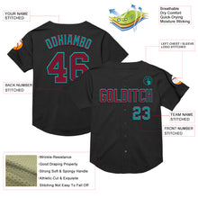 Laden Sie das Bild in den Galerie-Viewer, Custom Black Crimson-Teal Mesh Authentic Throwback Baseball Jersey