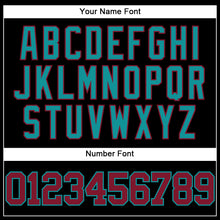 Laden Sie das Bild in den Galerie-Viewer, Custom Black Crimson-Teal Mesh Authentic Throwback Baseball Jersey