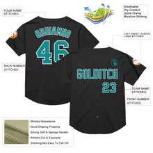 Load image into Gallery viewer, Custom Black Teal-White Mesh Authentic Throwback Baseball Jersey