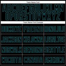 Load image into Gallery viewer, Custom Black Teal Mesh Authentic Throwback Baseball Jersey