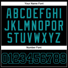 Load image into Gallery viewer, Custom Black Teal Mesh Authentic Throwback Baseball Jersey